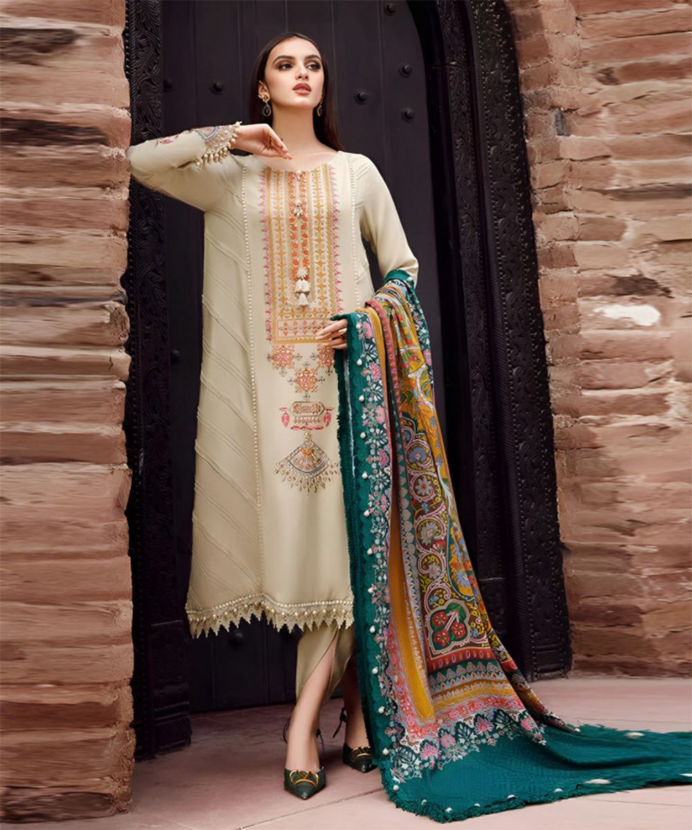 Khaadi Embroidered Dhanak Luxury Suit