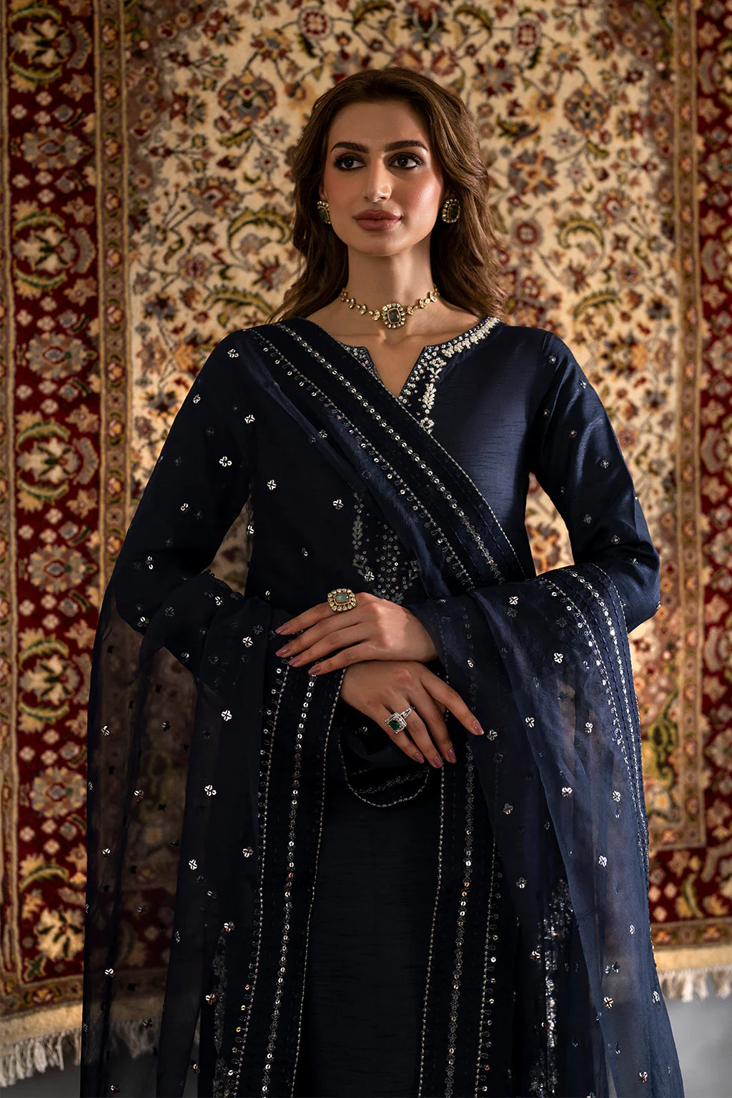 Iznik Raw Silk Embroidered Ensemble