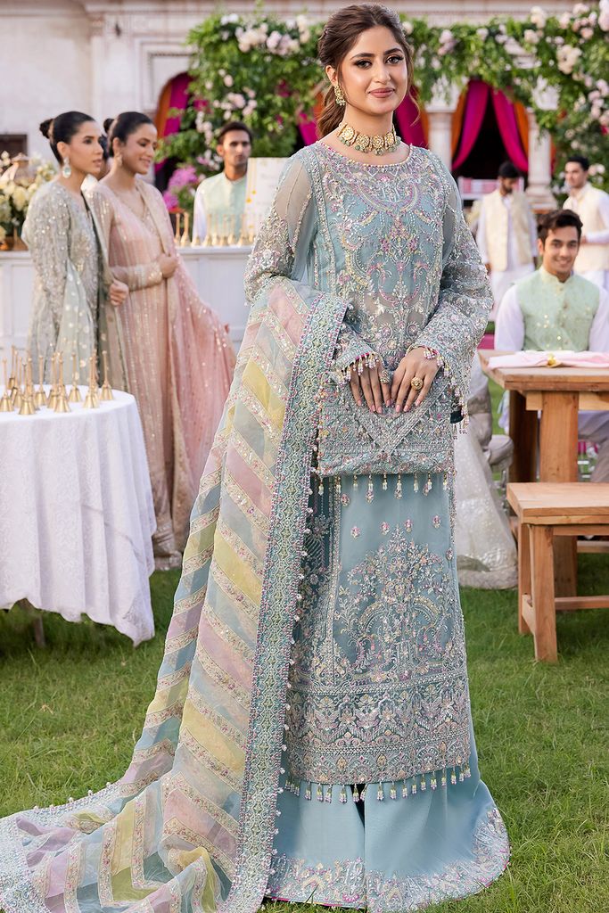 Replica of Asim Jofa JhilMil chiffon suit AJD20-23 with embroidered net dupatta – Mana R.