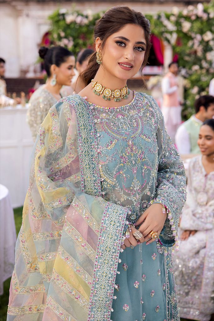 Replica of Asim Jofa JhilMil chiffon suit AJD20-23 with embroidered net dupatta – Mana R.