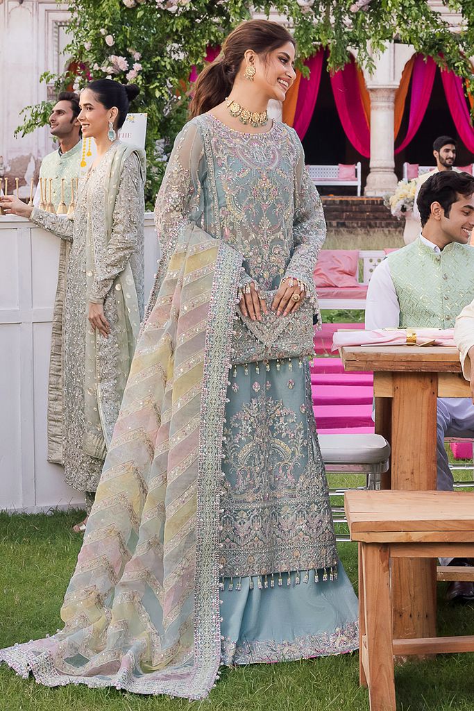 Replica of Asim Jofa JhilMil chiffon suit AJD20-23 with embroidered net dupatta – Mana R.