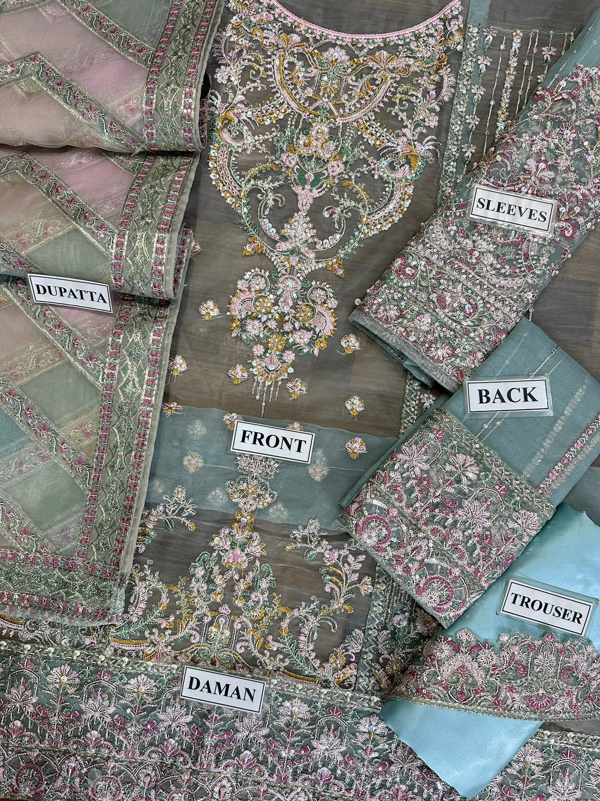 Replica of Asim Jofa JhilMil chiffon suit AJD20-23 with embroidered net dupatta – Mana R.