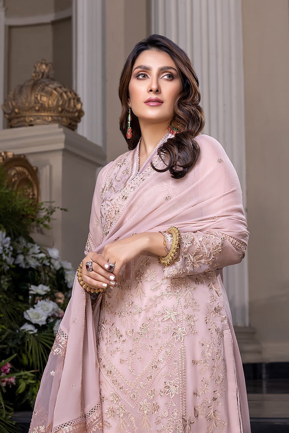 Azure MD-1351 unstitched chiffon replica with embroidered dupatta and plain trouser – Mana R.