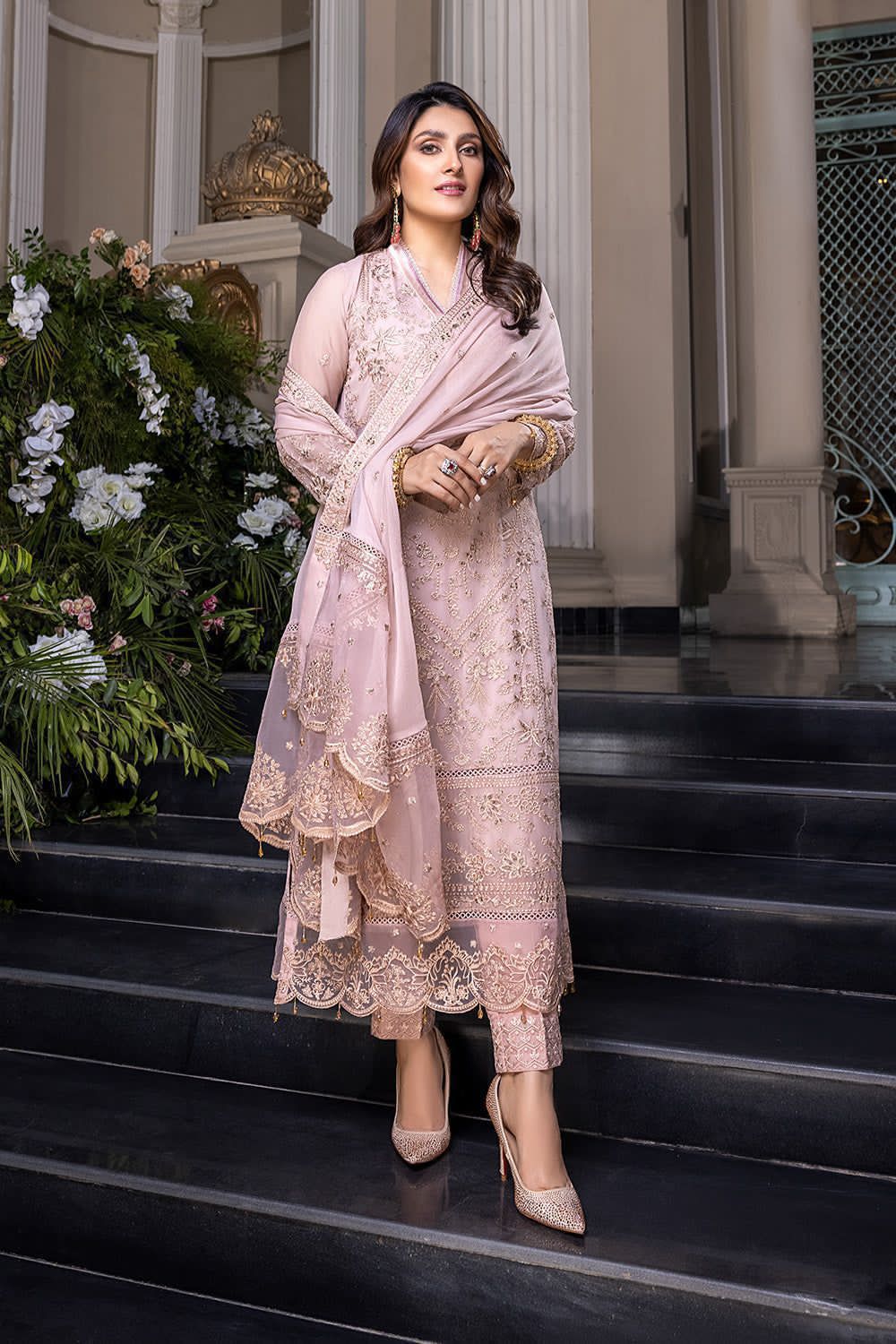 Azure MD-1351 unstitched chiffon replica with embroidered dupatta and plain trouser – Mana R.