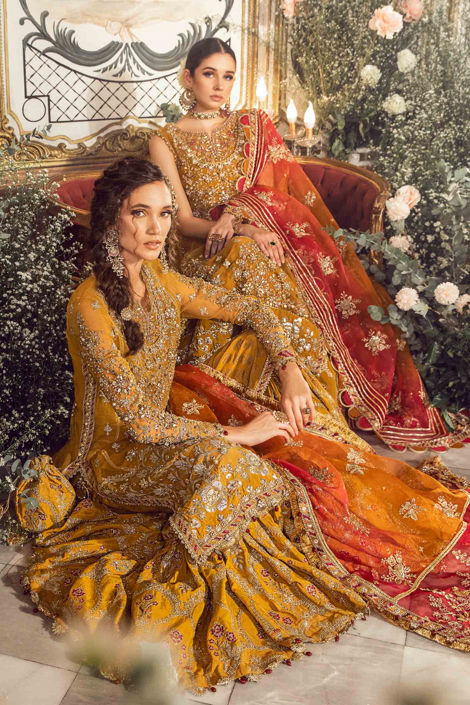 Maria B Organza Embroidered Lehenga Suit