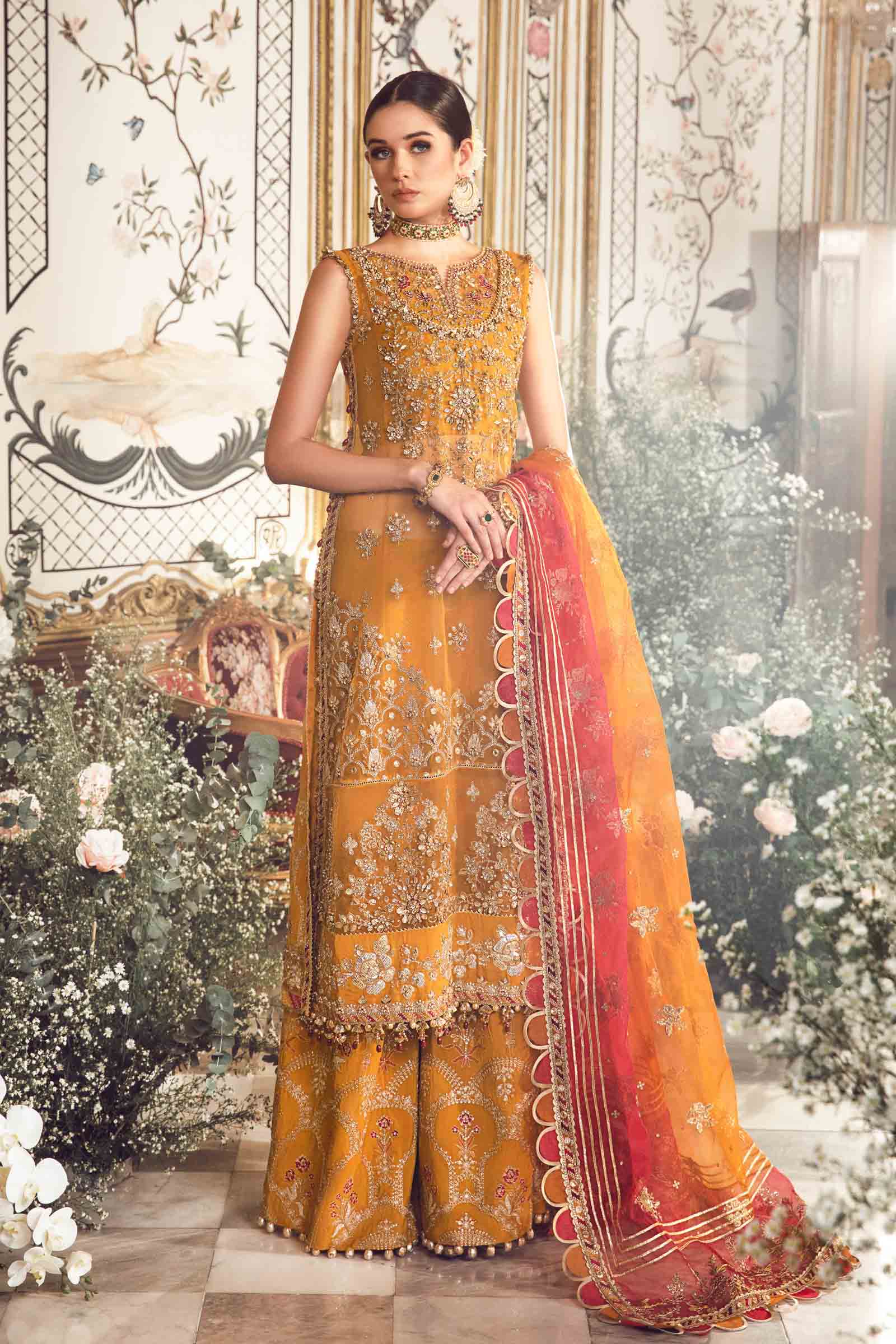 Maria B Organza Embroidered Lehenga Suit