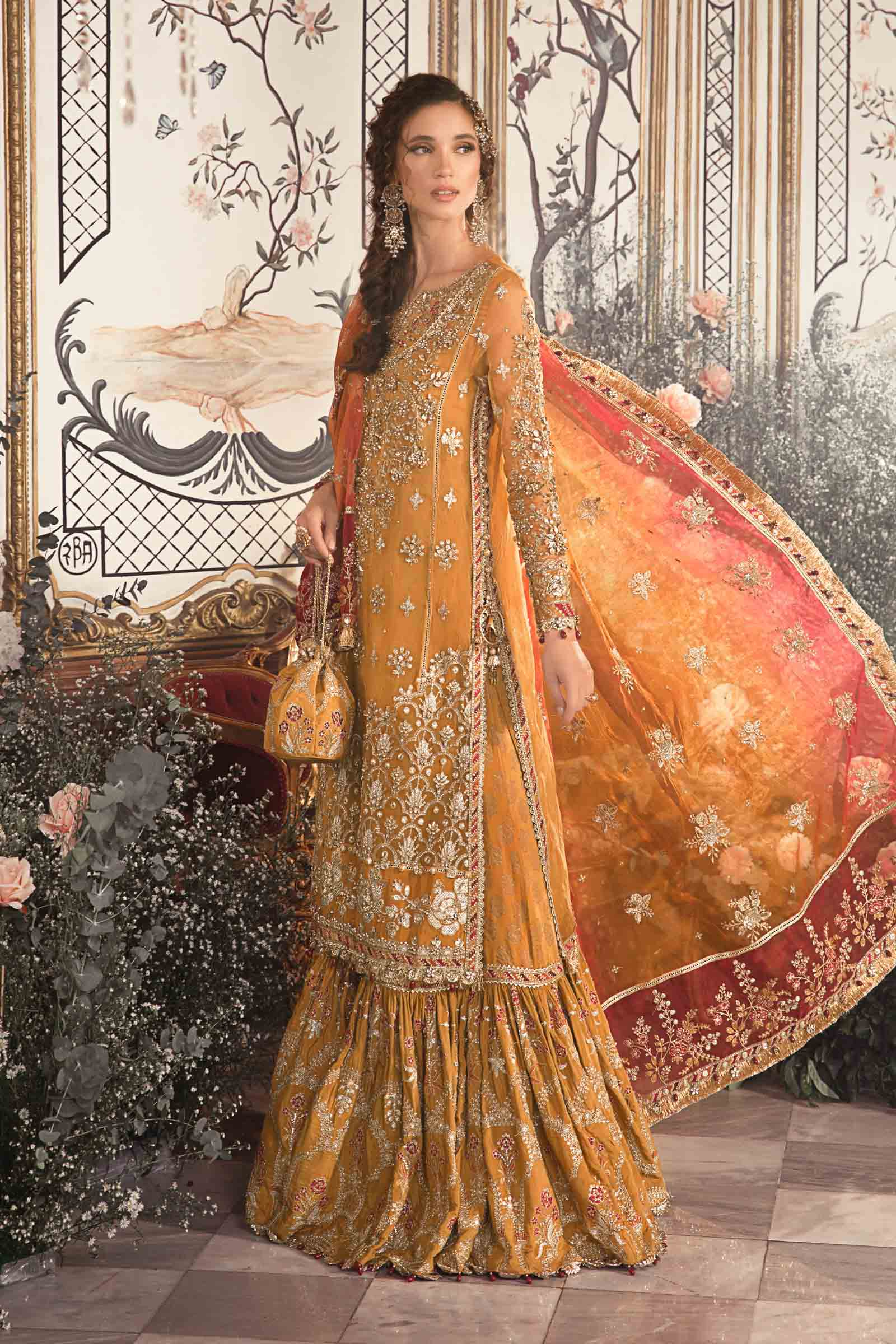 Maria B Organza Embroidered Lehenga Suit