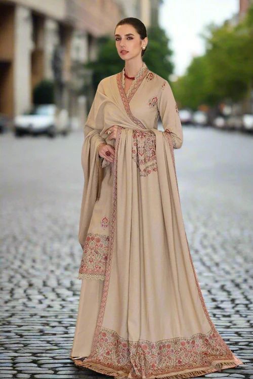 Bareeze embroidered unstitched three-piece suit for weddings and formal events