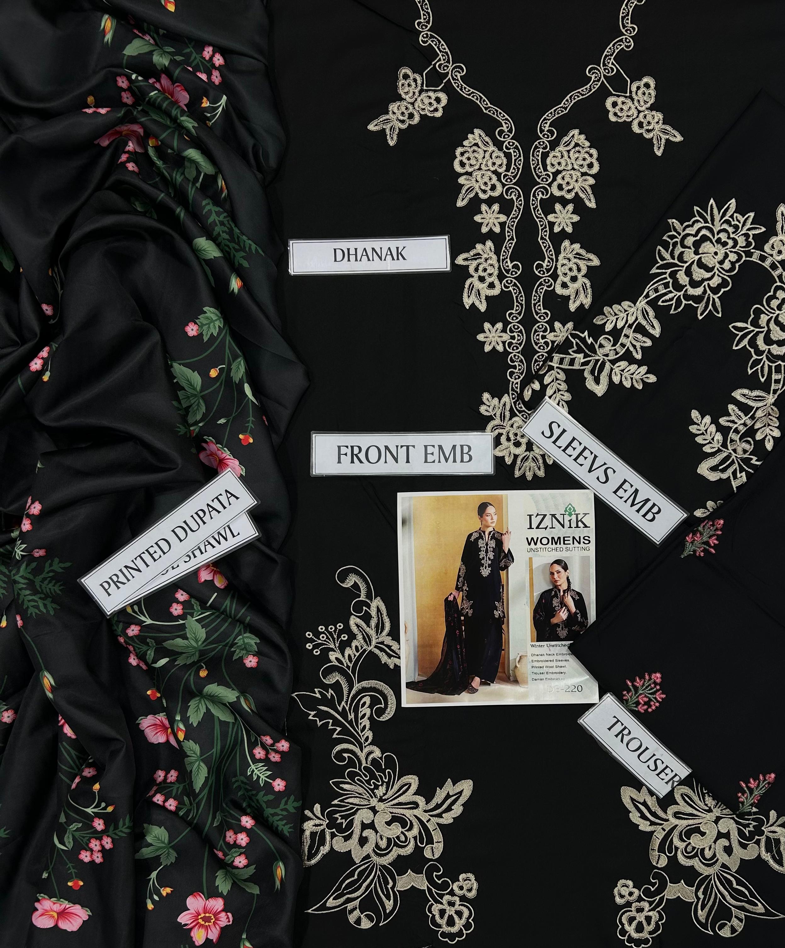 Iznik Heavy Embroidered Dhanak Suit