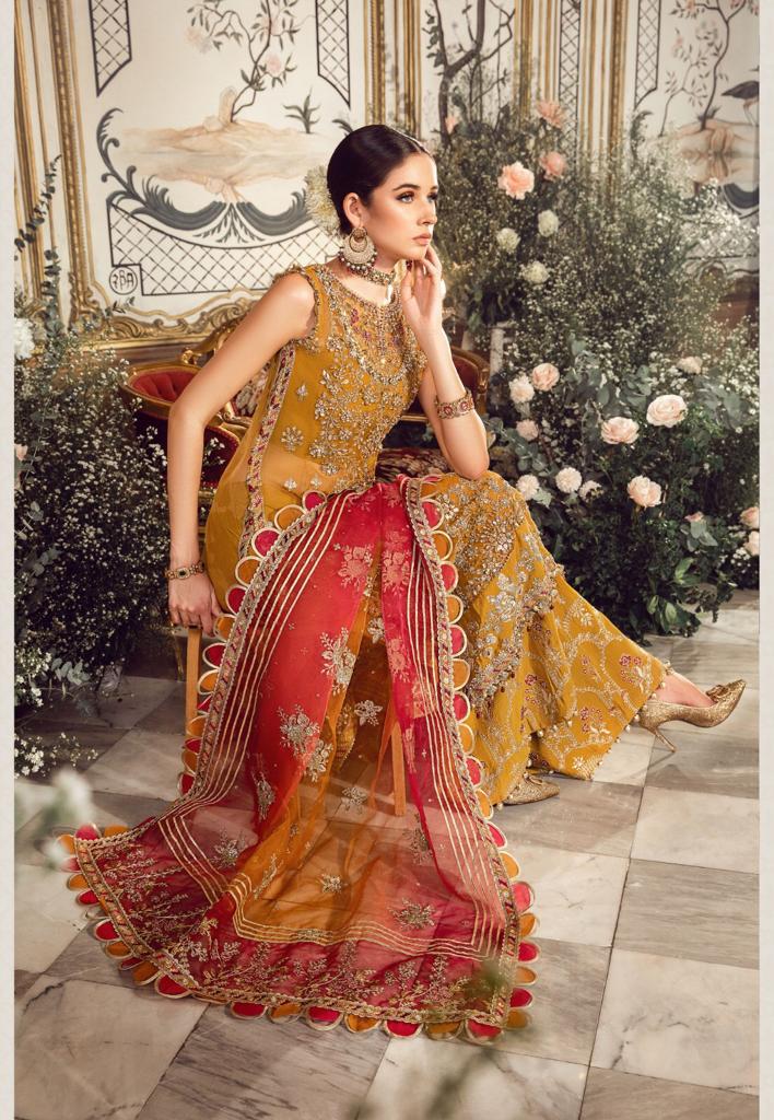 Maria B Organza Embroidered Lehenga Suit
