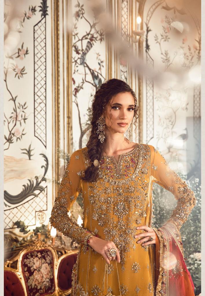 Maria B Organza Embroidered Lehenga Suit