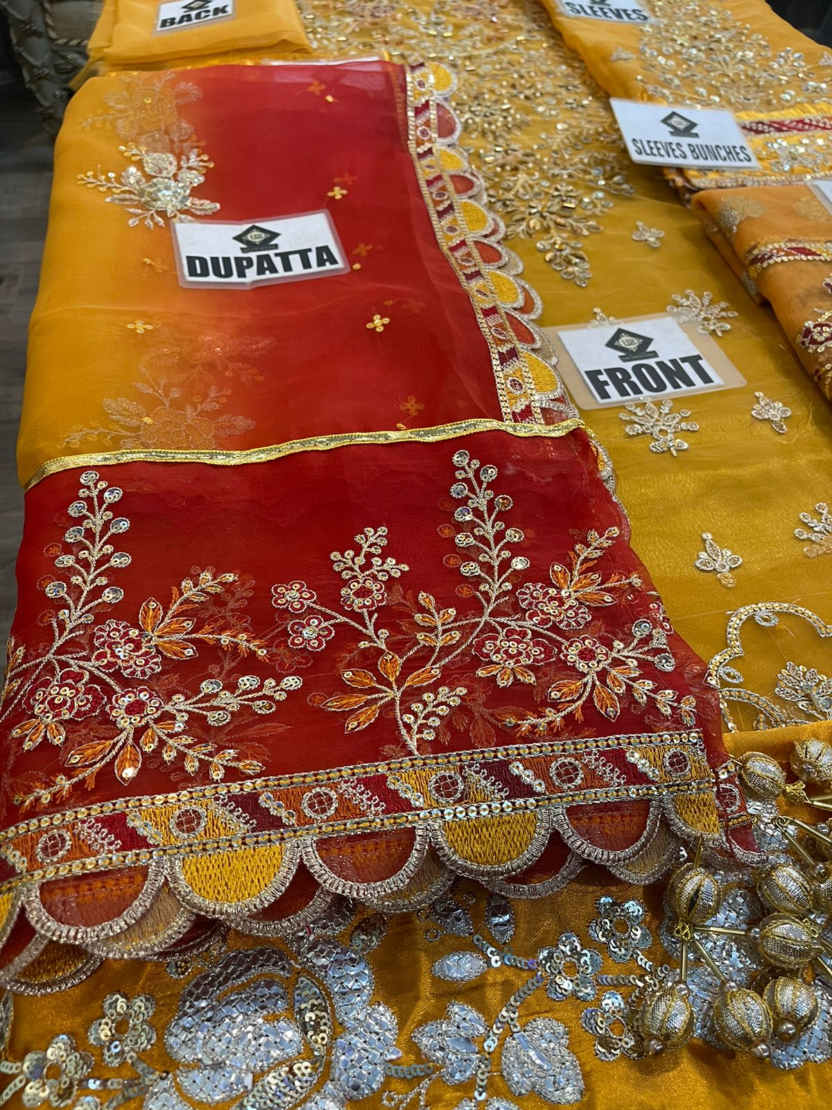 Maria B Organza Embroidered Lehenga Suit