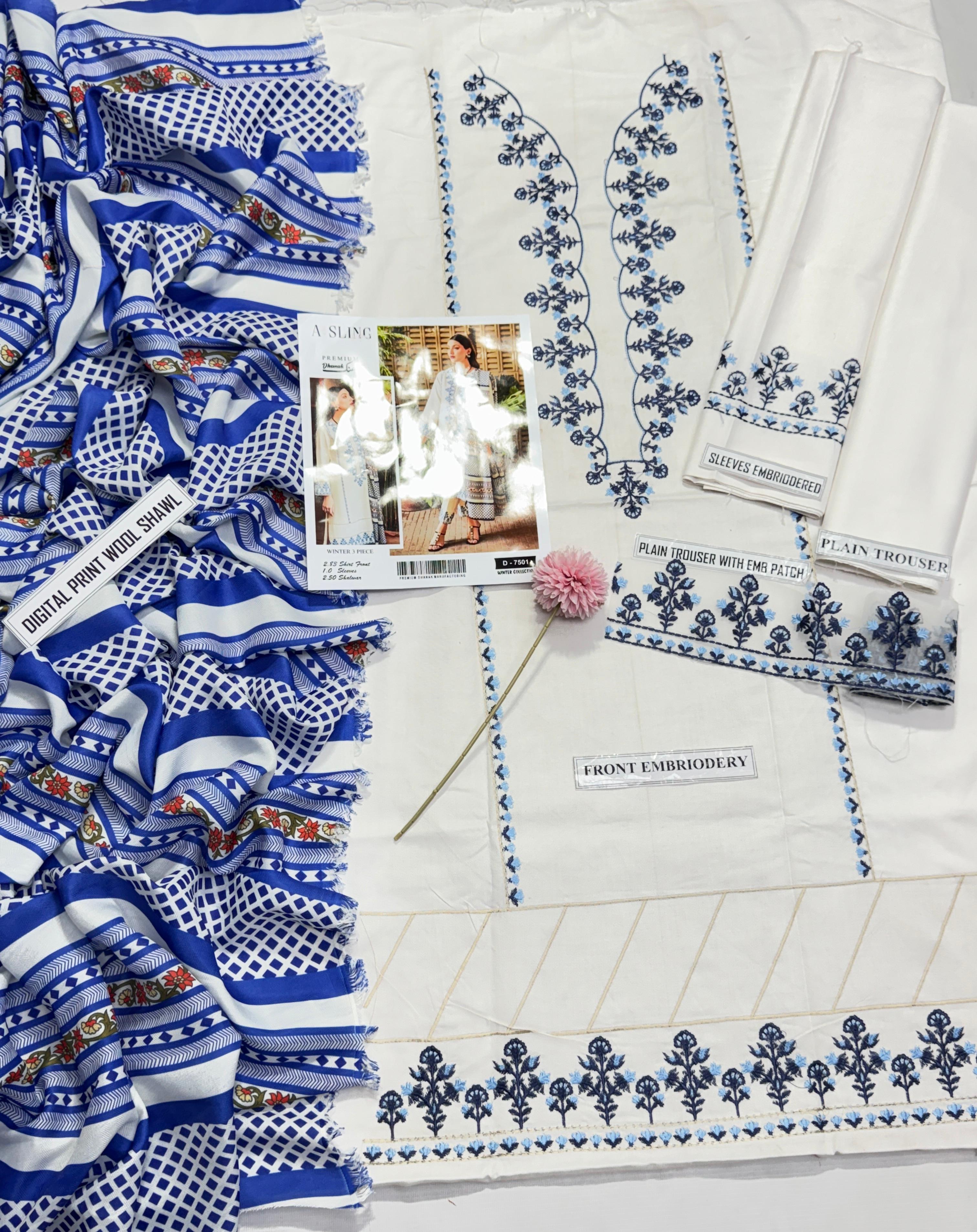 Asling Pearl White Embroidered Suit