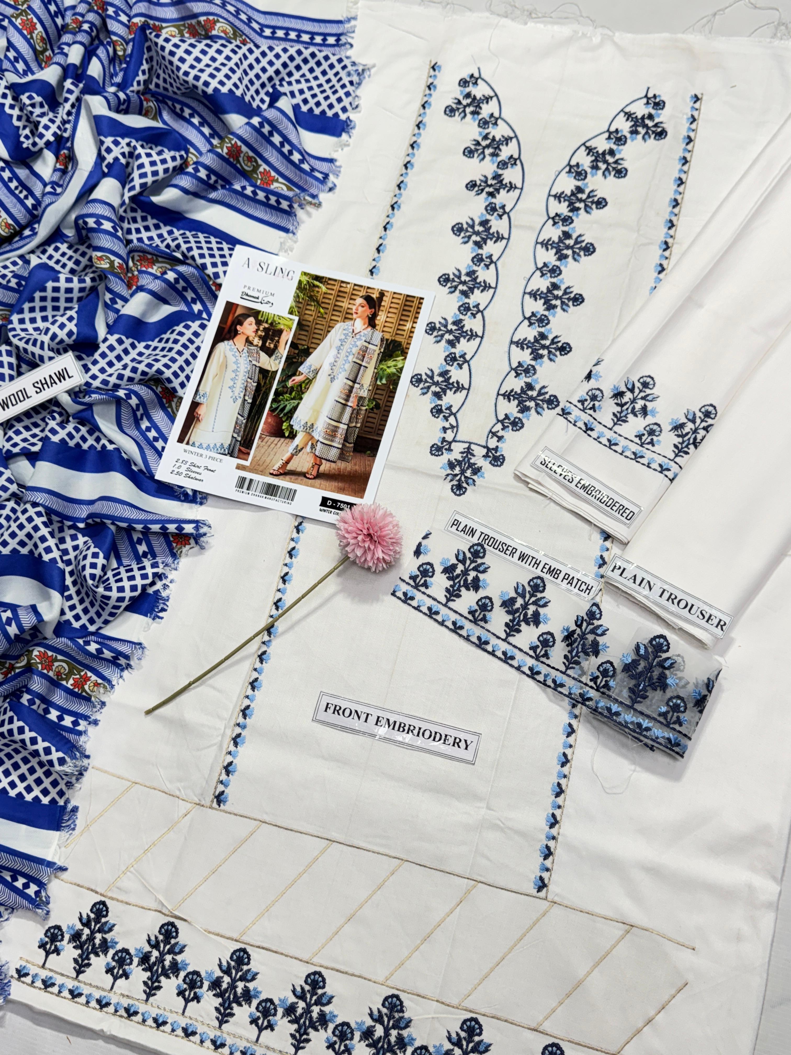 Asling Pearl White Embroidered Suit