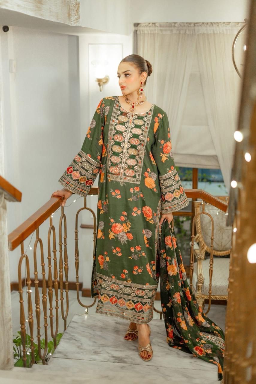 Aneelas Silk Hira Unstitched Suit