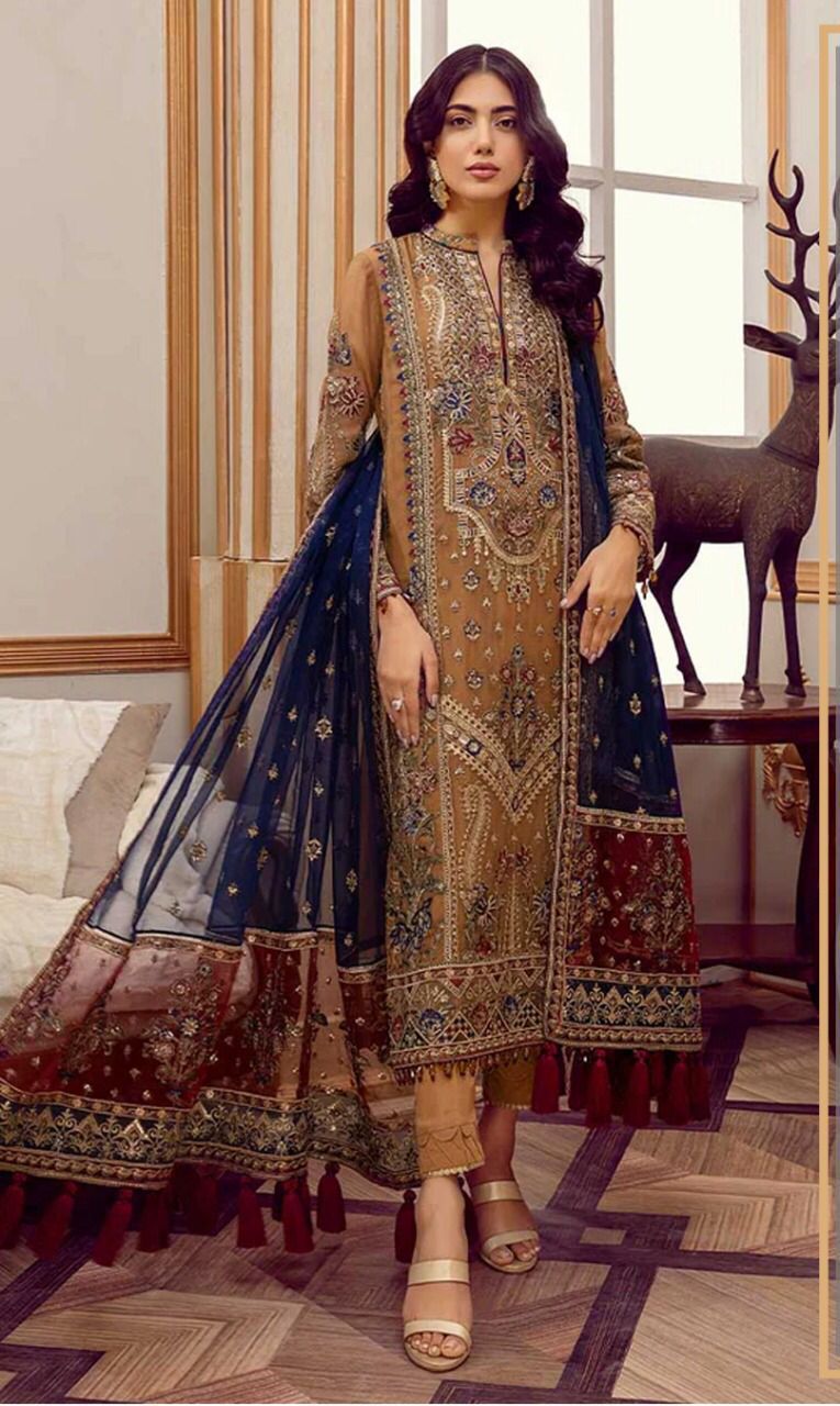 Adan Libas Organza Embroidered Luxury Suit