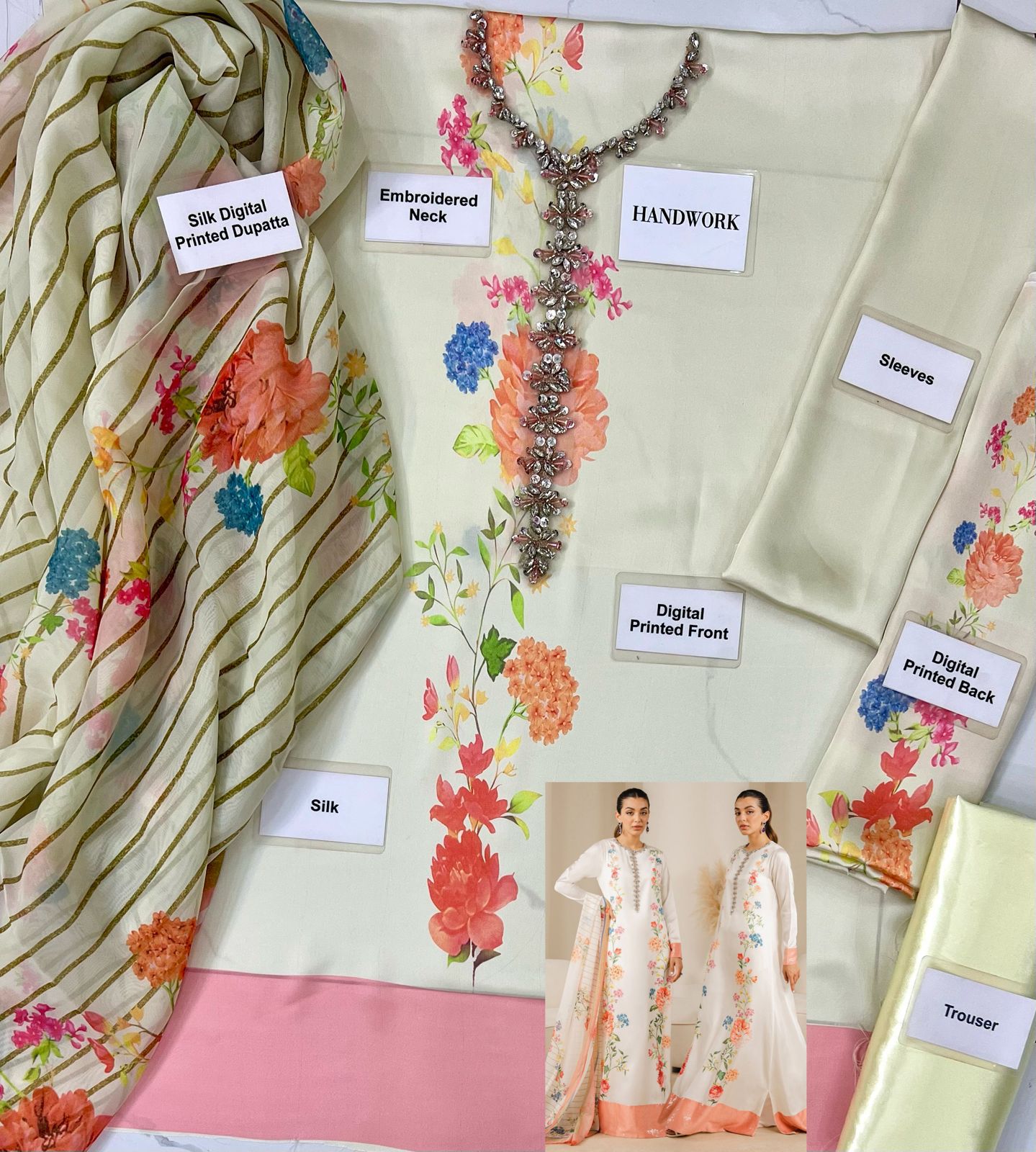 Lulusar Silk Digital Embroidered Suit