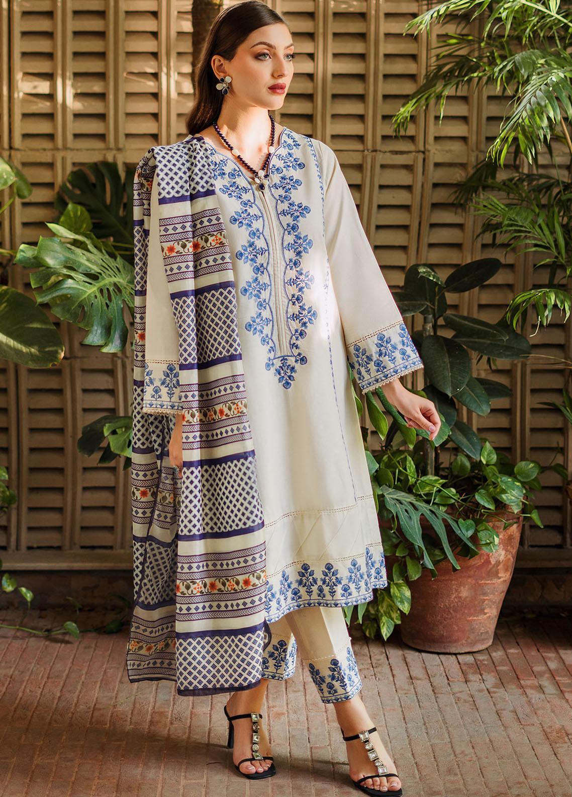 Asling Pearl White Embroidered Suit