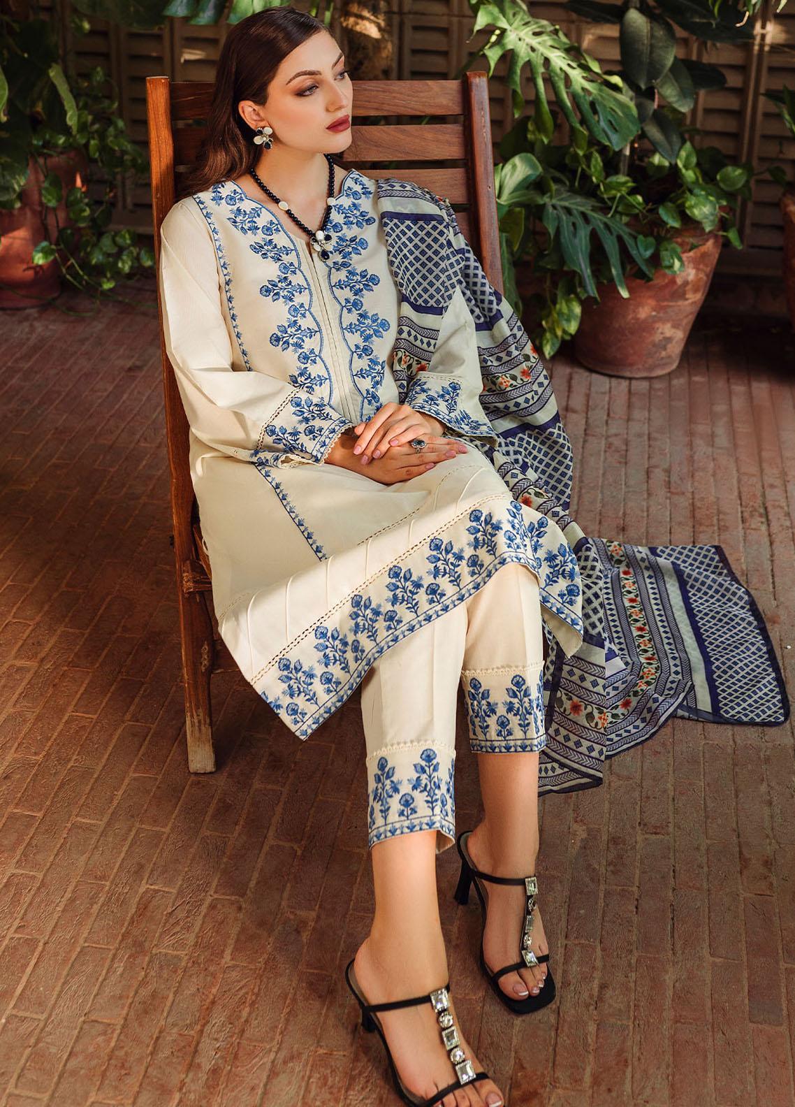 Asling Pearl White Embroidered Suit