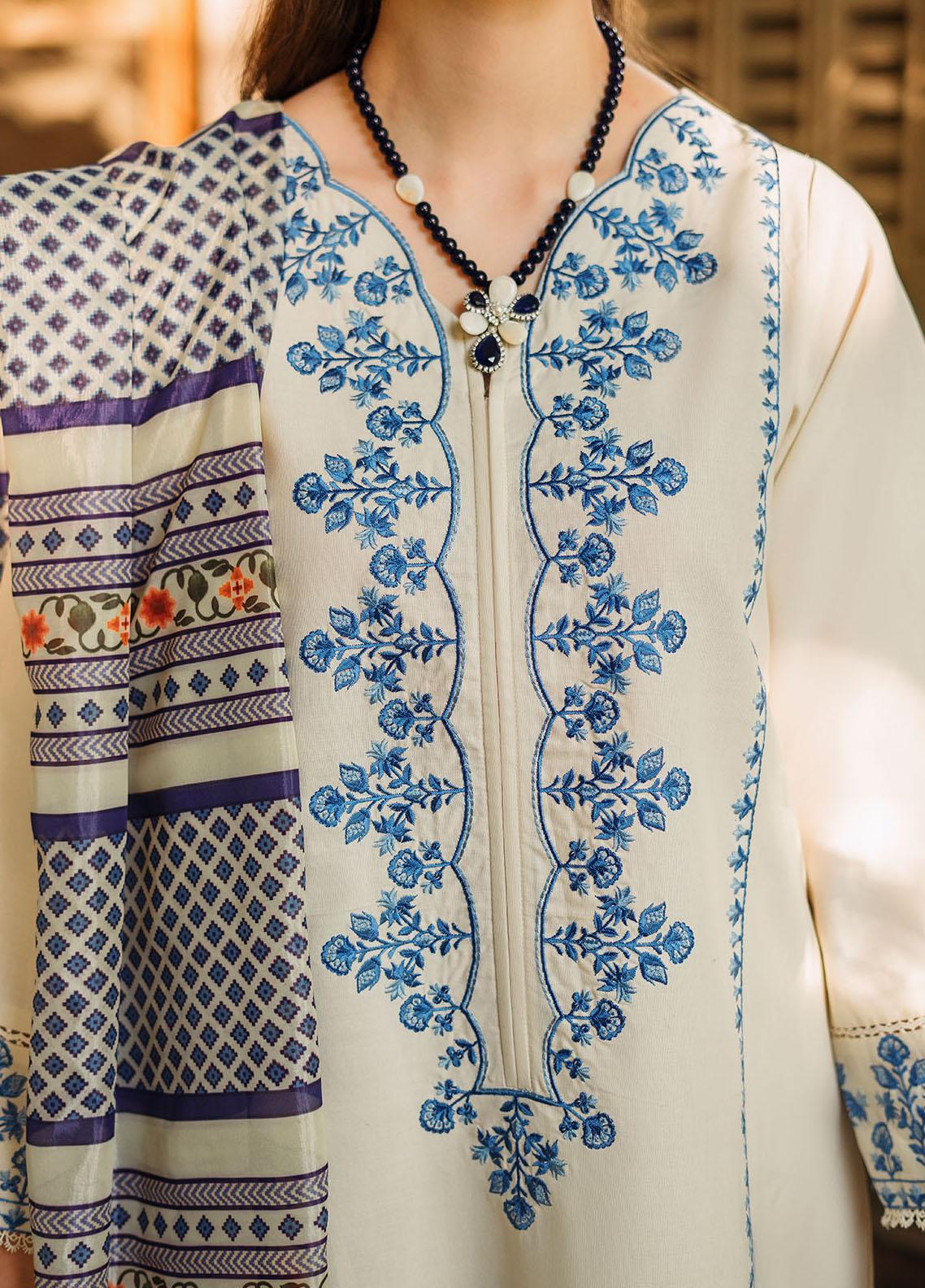 Asling Pearl White Embroidered Suit