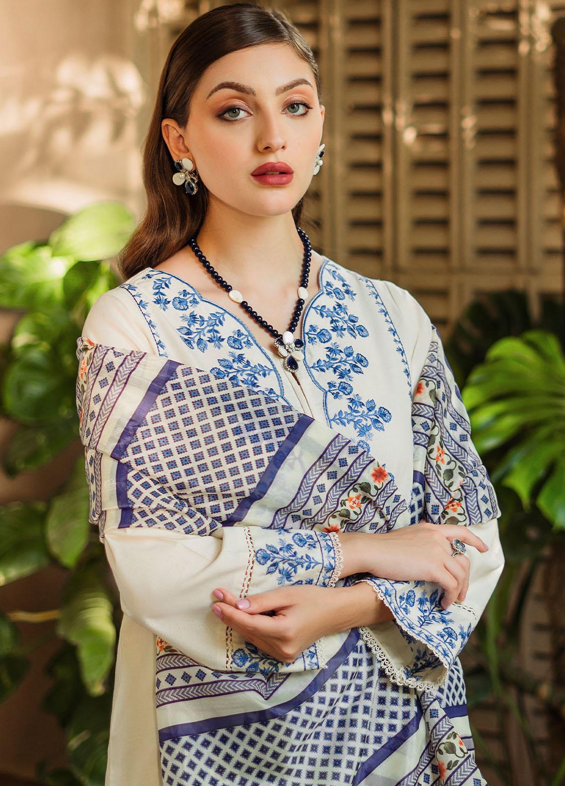 Asling Pearl White Embroidered Suit
